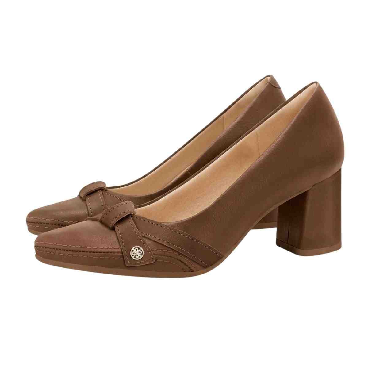 Sapato Feminino Salto Médio Scarpin Ramarim Marrom Capuccino 5