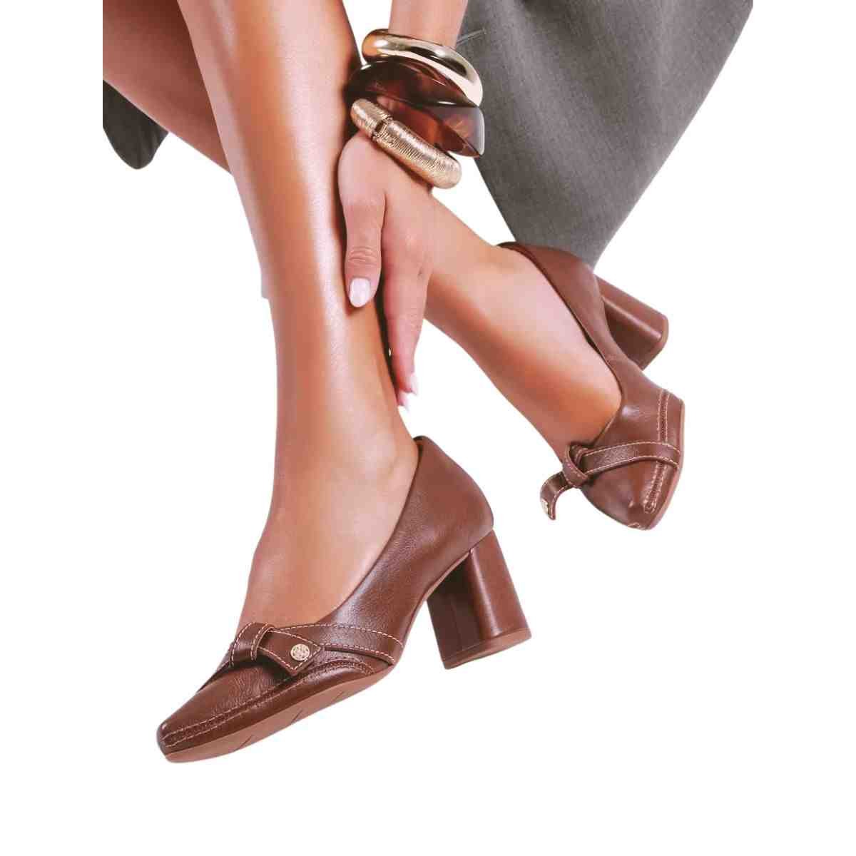 Sapato Feminino Salto Médio Scarpin Ramarim Marrom Capuccino 6