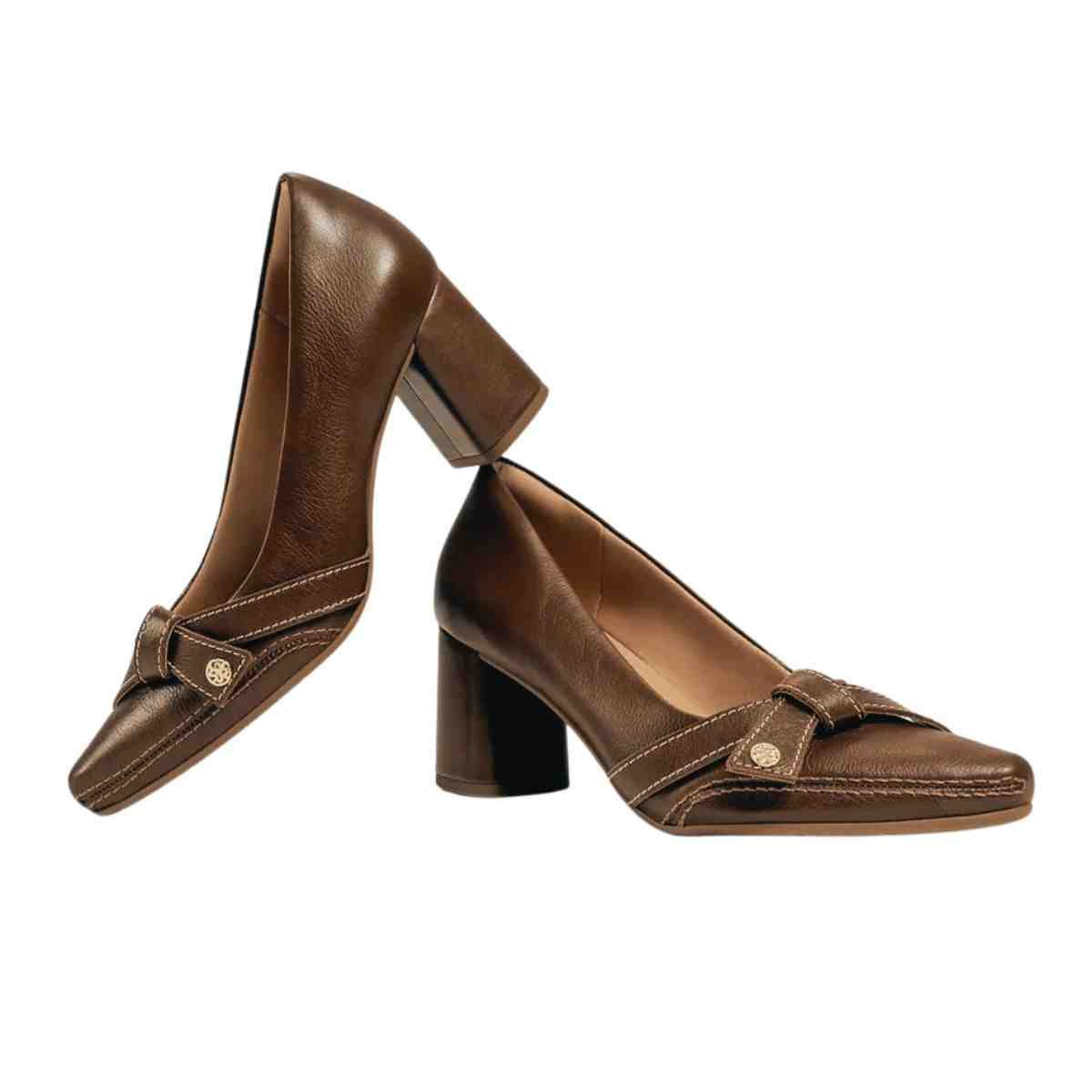 Sapato Feminino Salto Médio Scarpin Ramarim Marrom Capuccino 7