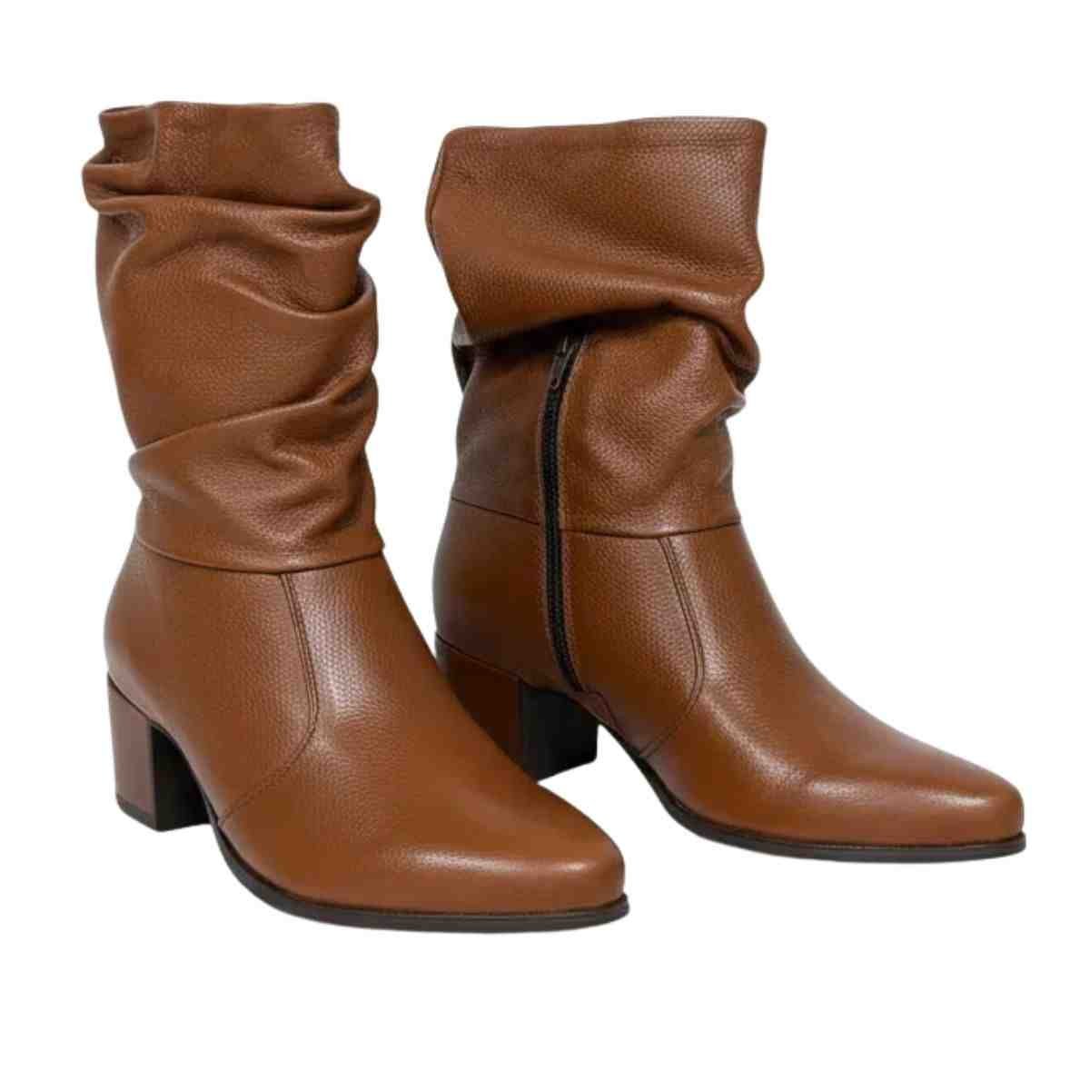 Bota Feminina Cano Médio Pegada Camille Pinhão Pinhão 4