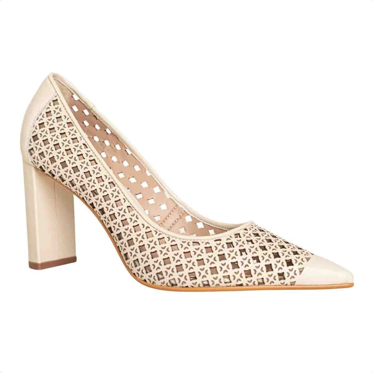 Sapato Salto Alto Grosso Feminino Luz Da Lua Panna Panna 2
