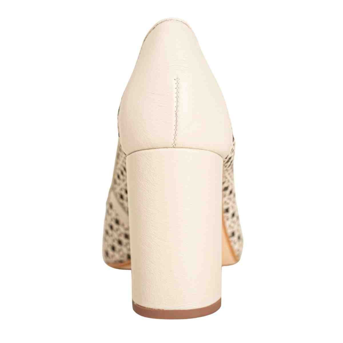Sapato Salto Alto Grosso Feminino Luz Da Lua Panna Panna 4