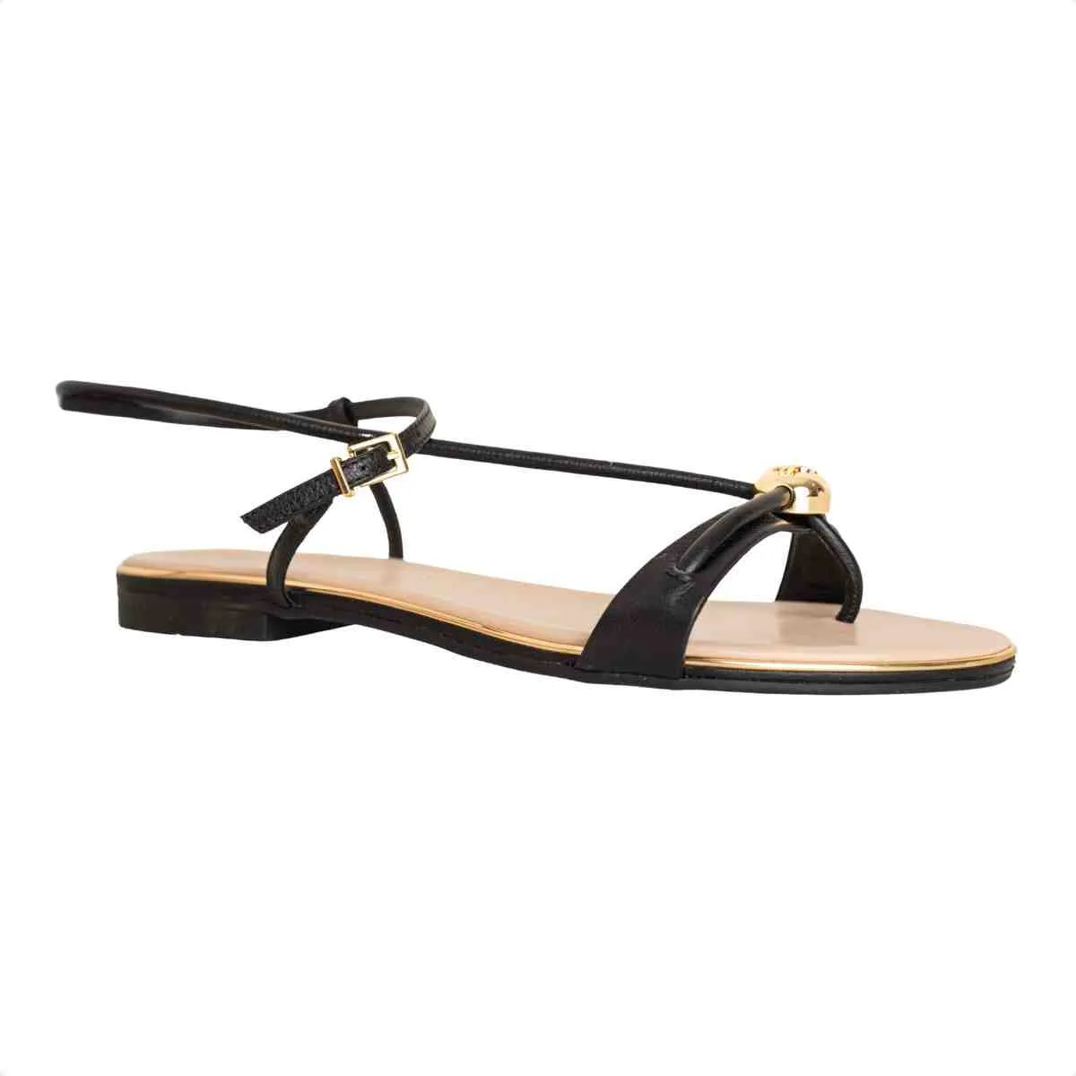 Sandalia Rasteira Feminino Luz Da Lua Preto Preto 2