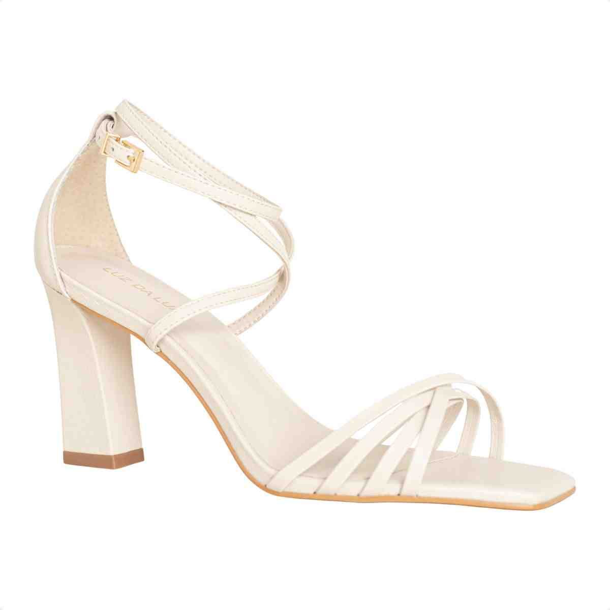 Sandalia Salto Alto Grosso Feminino Luz Da Lua Panna Panna 2
