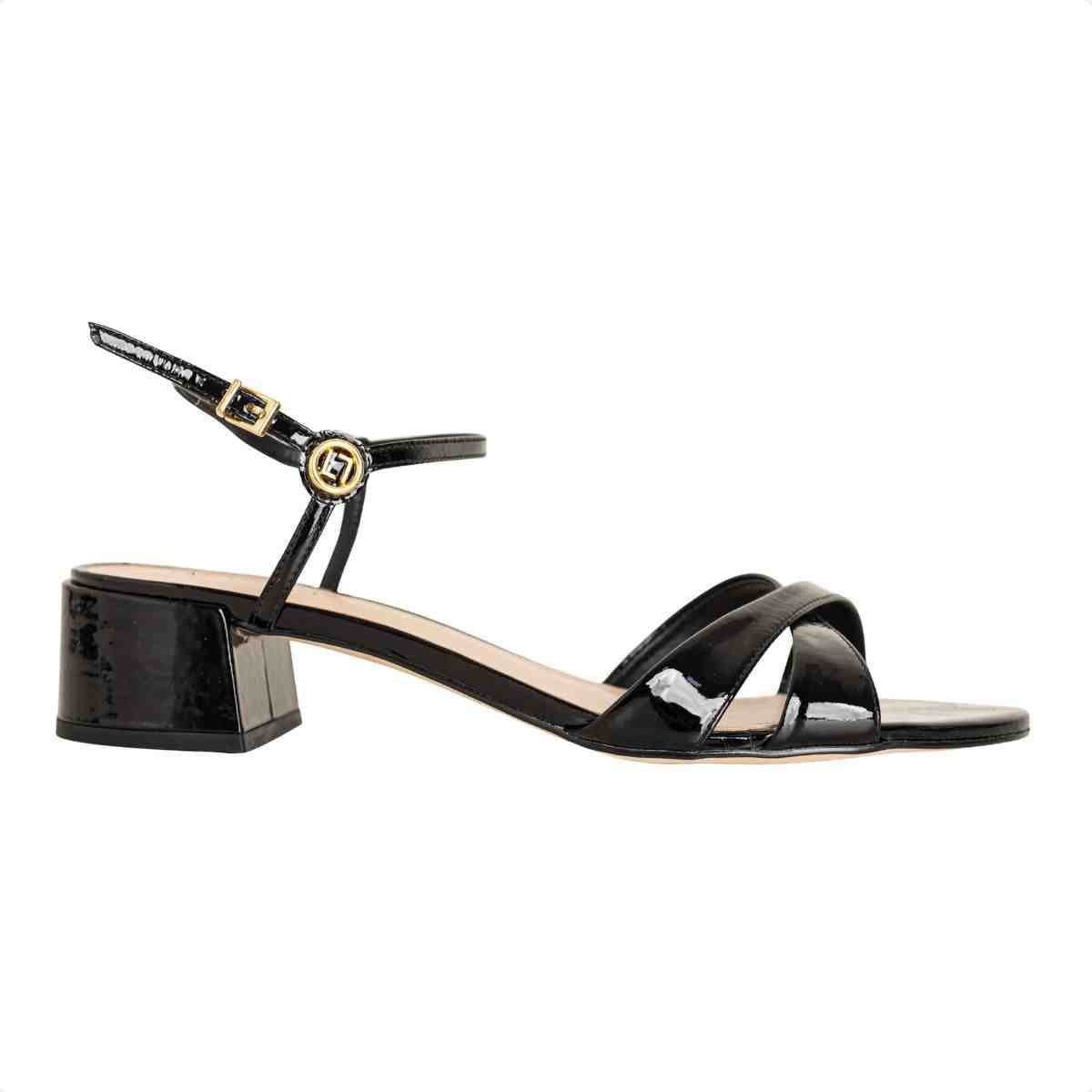 Sandalia Salto Médio Grosso Feminino Luz Da Lua Preto Preto 1