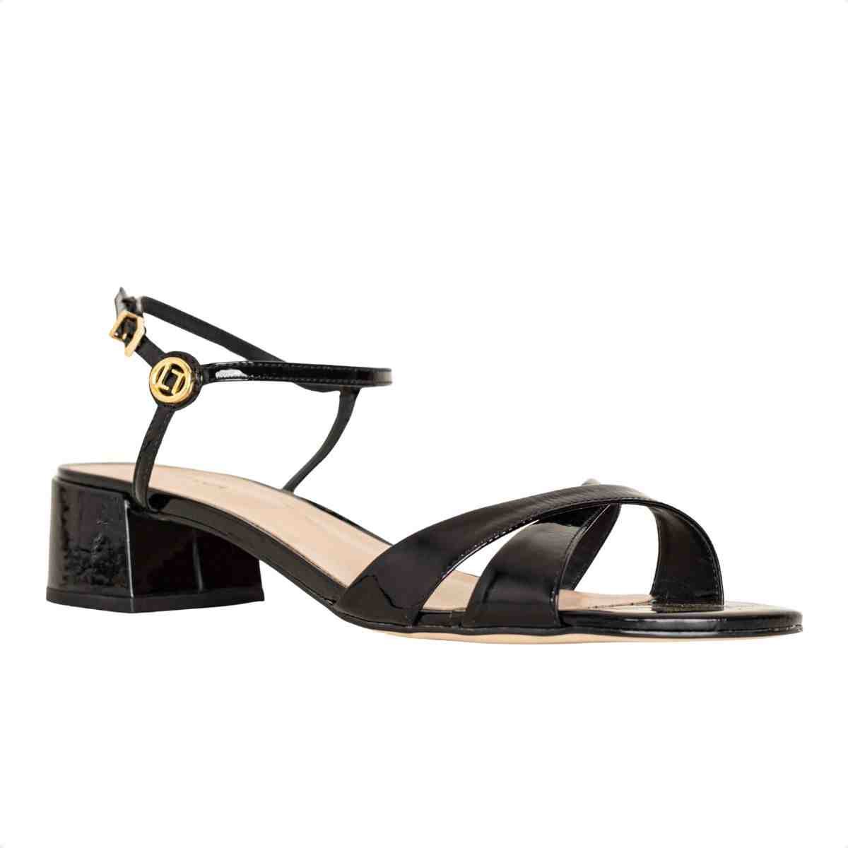 Sandalia Salto Médio Grosso Feminino Luz Da Lua Preto Preto 2