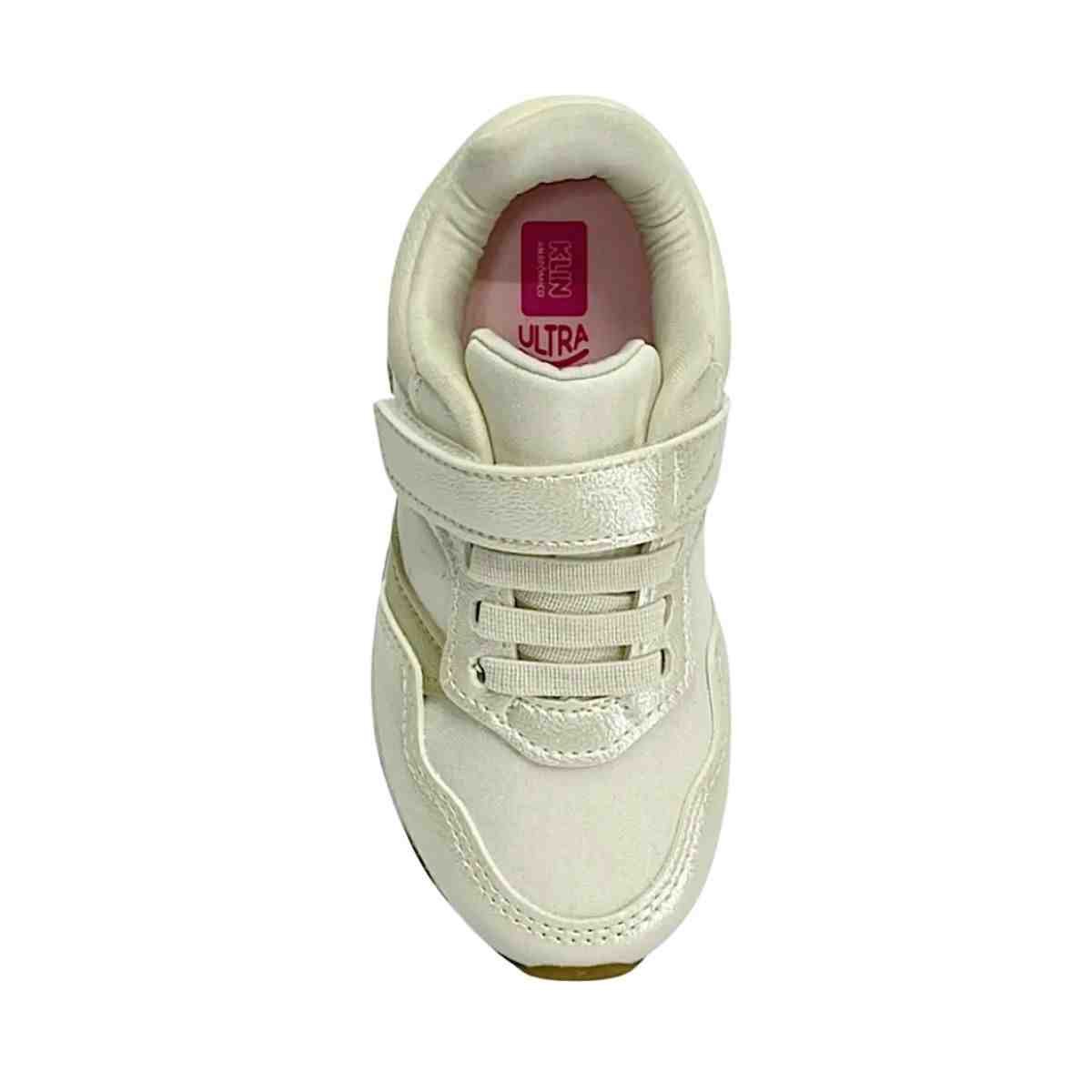 Tênis Casual Infantil Klin Walk Mini Off White Off White/Dourado 3