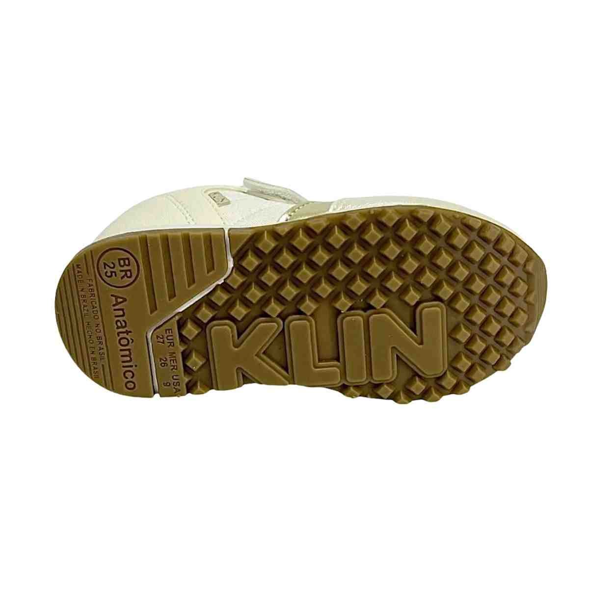 Tênis Casual Infantil Klin Walk Mini Off White Off White/Dourado 5