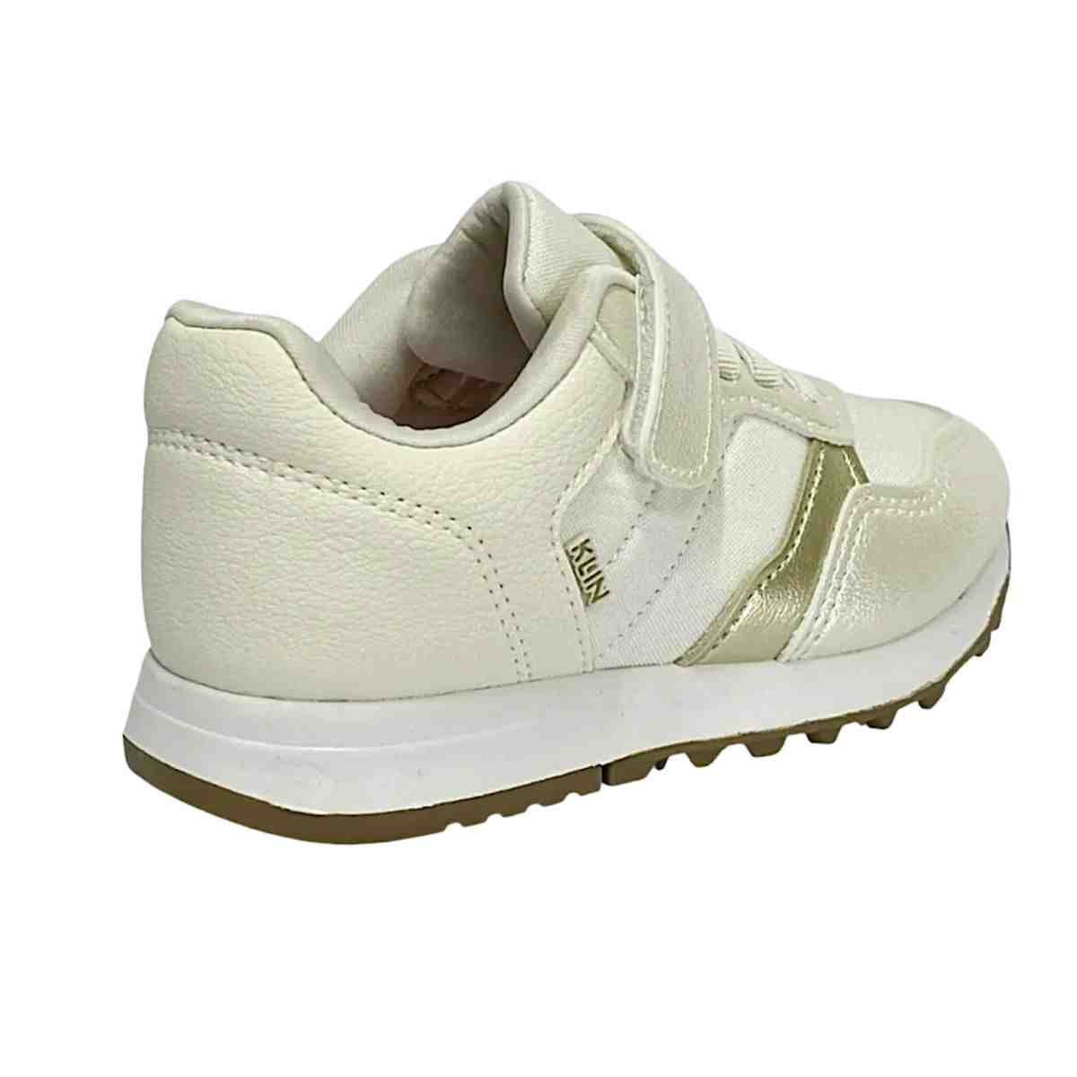 Tênis Casual Infantil Klin Walk Mini Off White Off White/Dourado 7