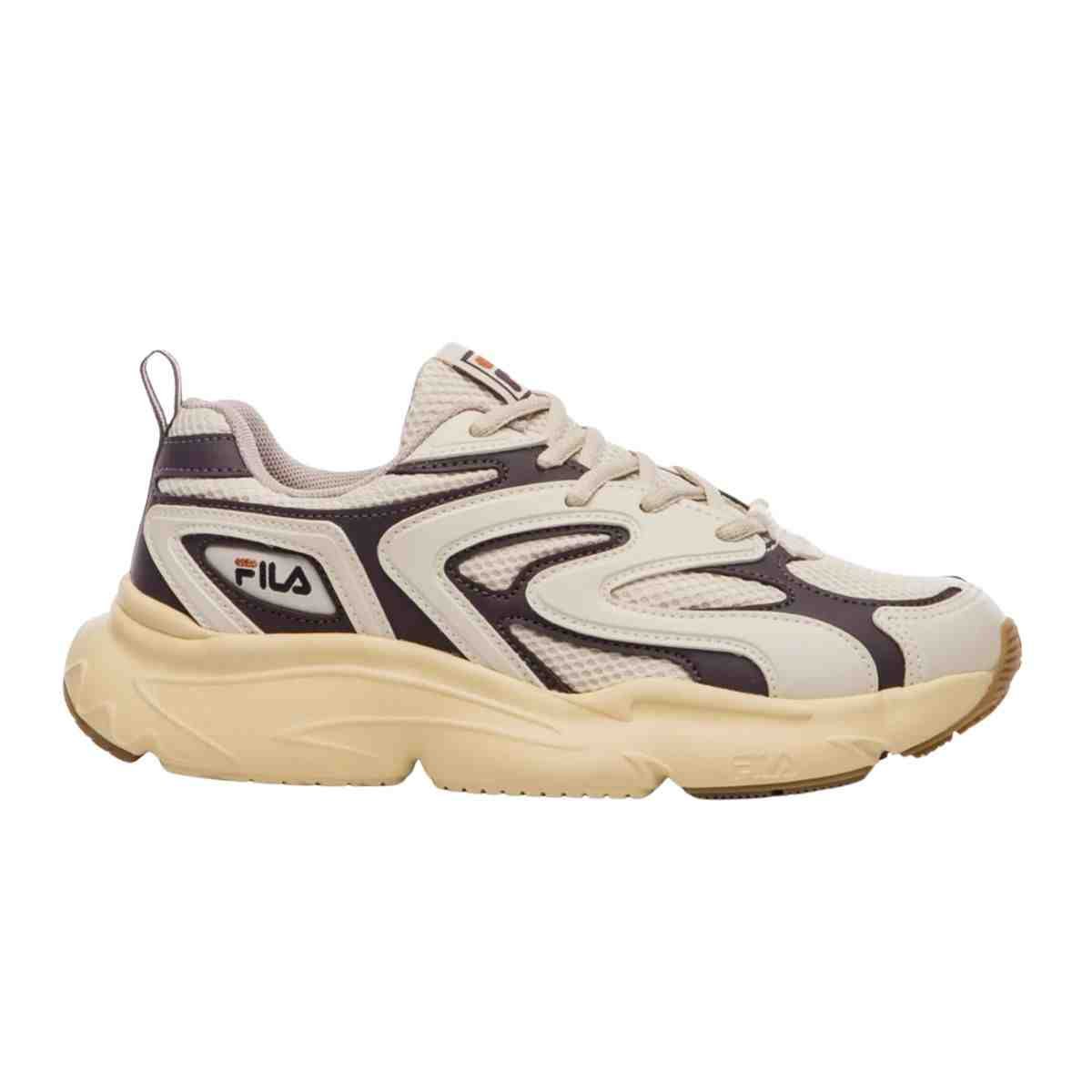 Tênis Casual Feminino Fila Buzzard Bold Bege E Marrom