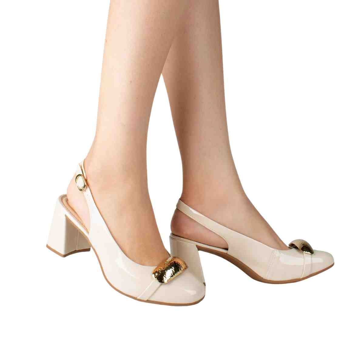 Sapato Feminino Salto Bloco Dakota Bege Bege 4