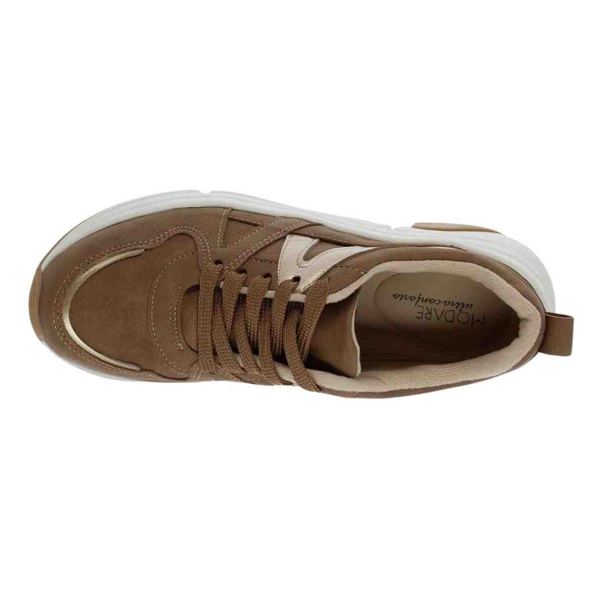 Tênis Moda Feminino Modare Chunk Castanho Castanho/Dourado 2