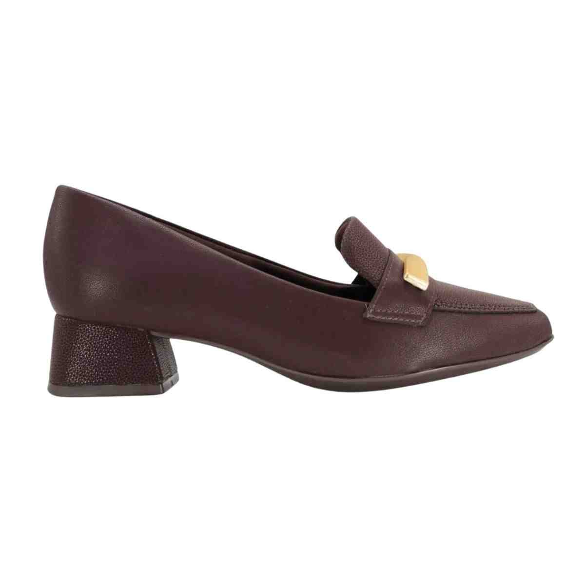 Sapato Feminino Salto Baixo Grosso Piccadilly Marrom