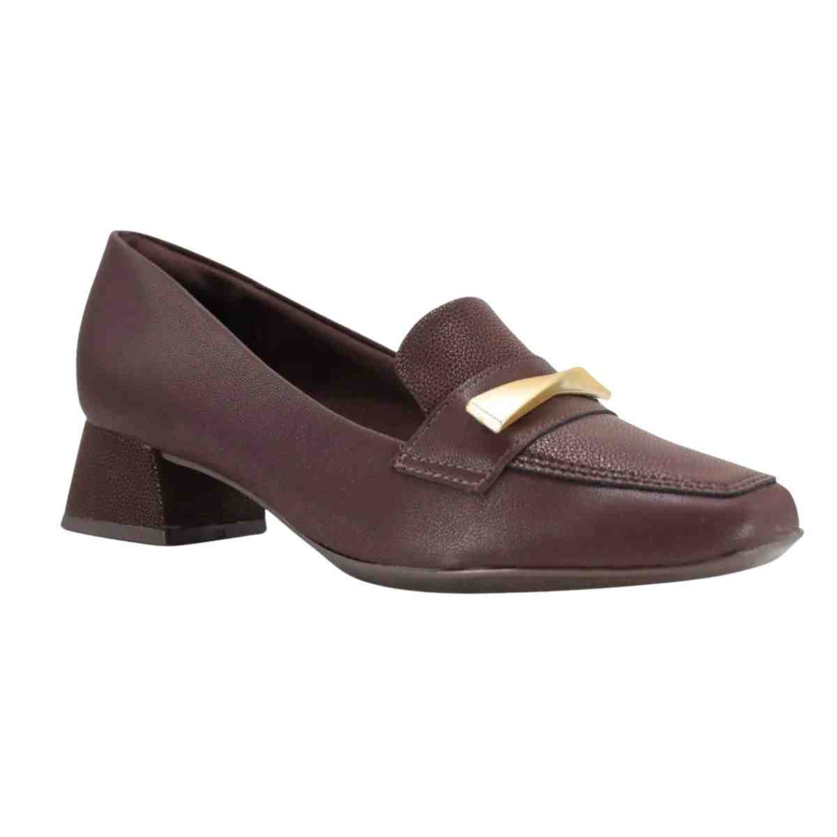 Sapato Feminino Salto Baixo Grosso Piccadilly Marrom Cacau 2
