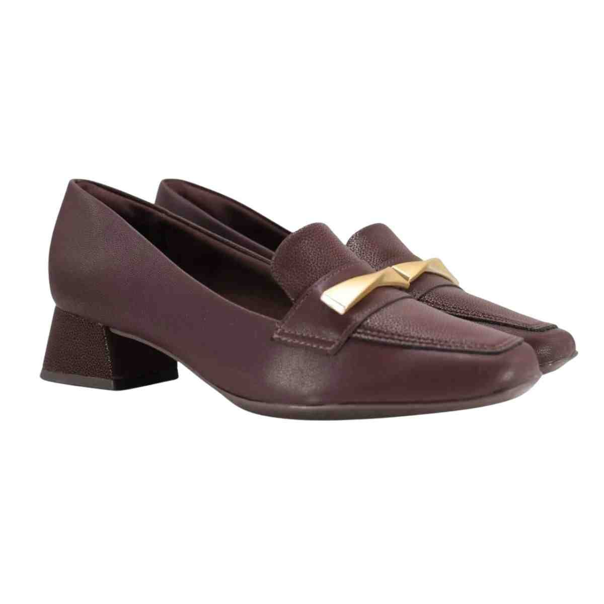 Sapato Feminino Salto Baixo Grosso Piccadilly Marrom Cacau 3