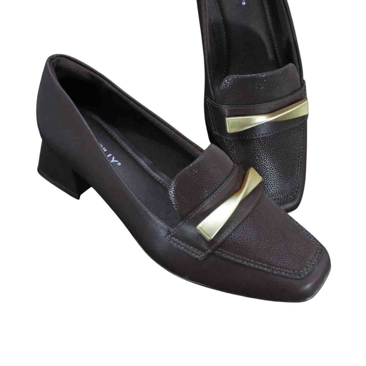Sapato Feminino Salto Baixo Grosso Piccadilly Marrom Cacau 6