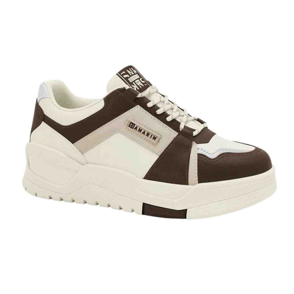 Teênis Moda Feminino Ramarim Chunky Branco E Marrom