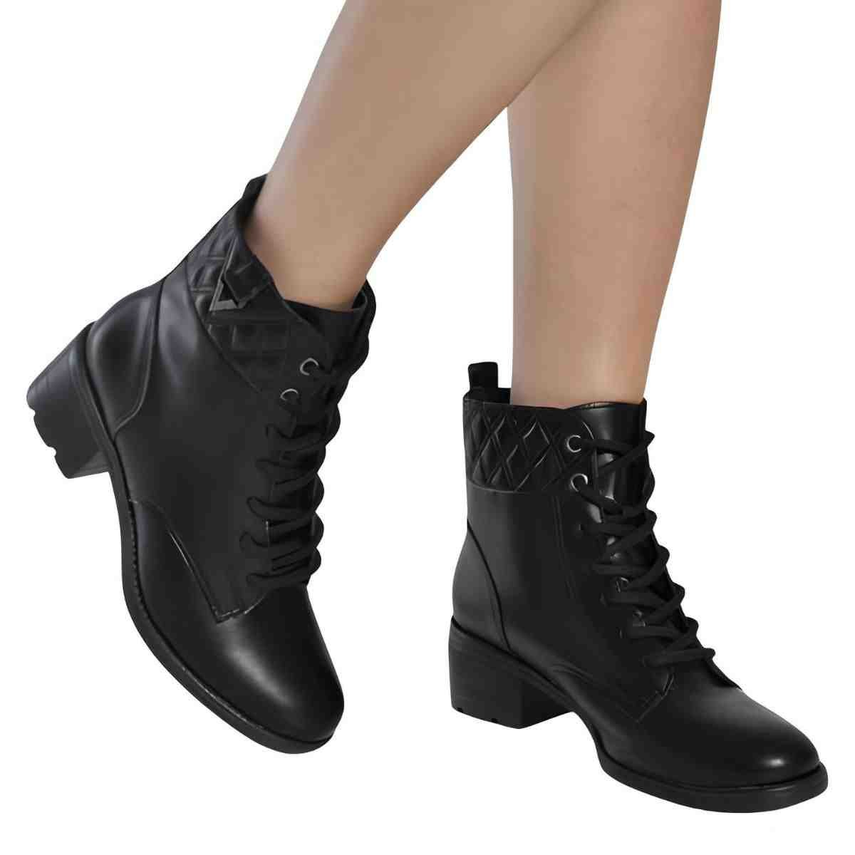 Bota Feminina Coturno Via Marte Preta Preto 3
