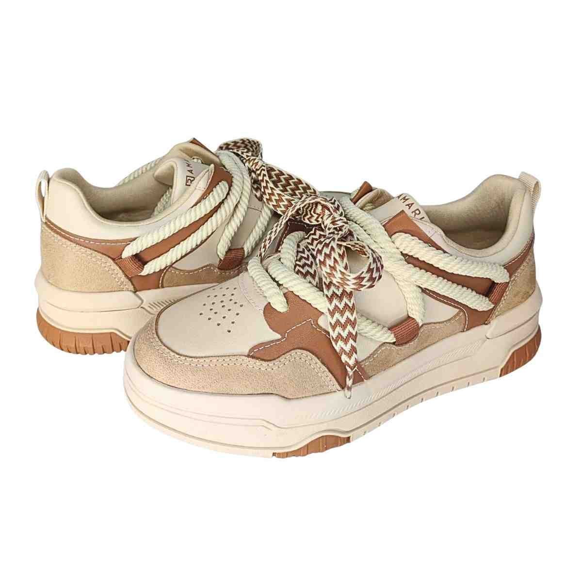 Tênis Moda Feminino Ramarim Sneaker Bege E Marrom Bege/Marrom 2