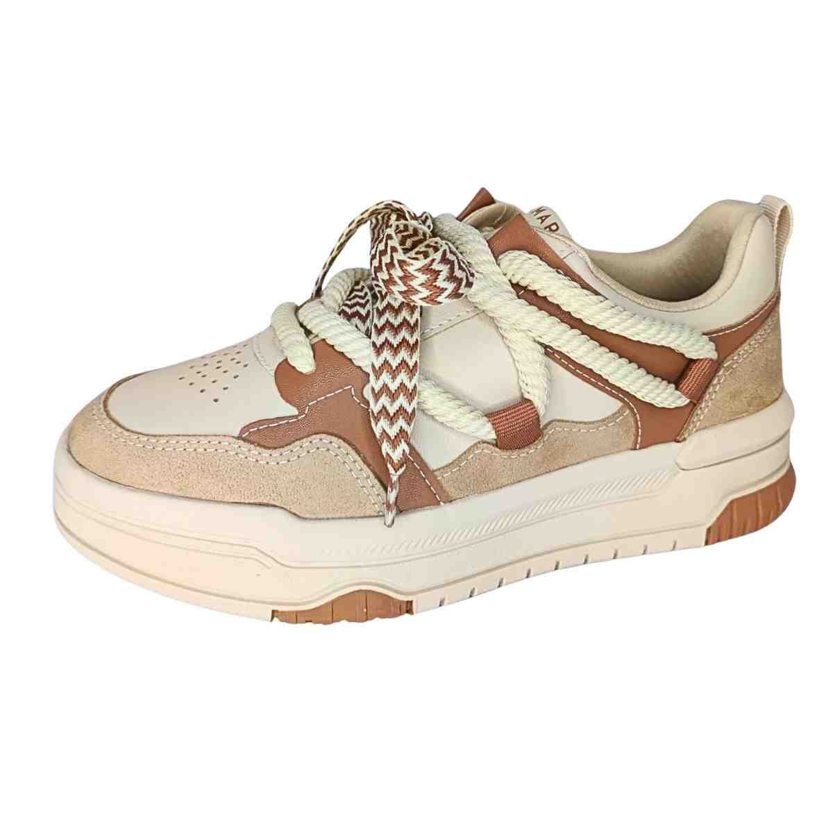 Tênis Moda Feminino Ramarim Sneaker Bege E Marrom Bege/Marrom 4