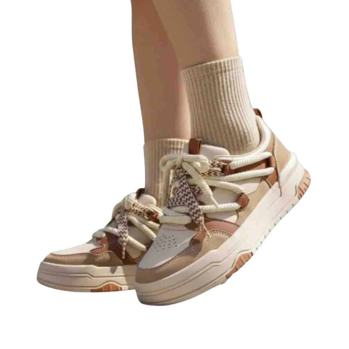 Tênis Moda Feminino Ramarim Sneaker Bege E Marrom Bege/Marrom 5