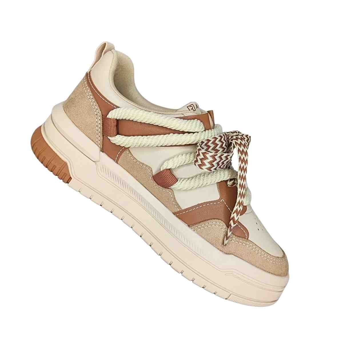 Tênis Moda Feminino Ramarim Sneaker Bege E Marrom Bege/Marrom 7