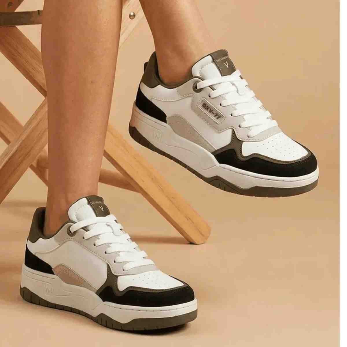 Tênis Moda Feminino Via Marte Street Branco E Verde Branco/Verde 6