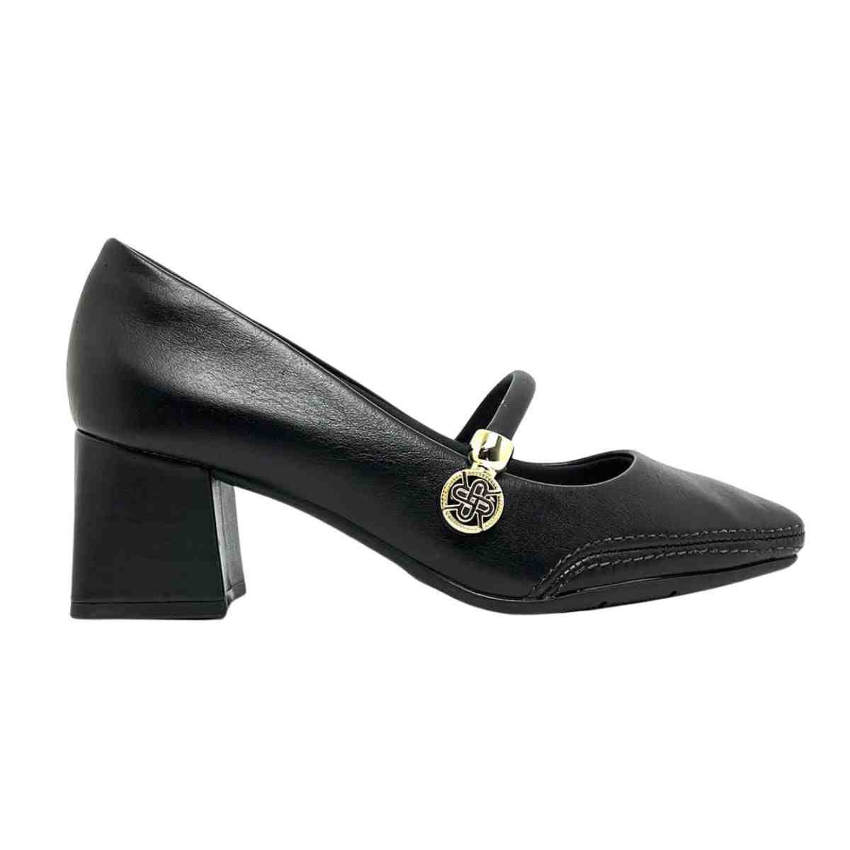 Sapato Feminino Salto Médio Grosso Ramarim Preto Preto 1
