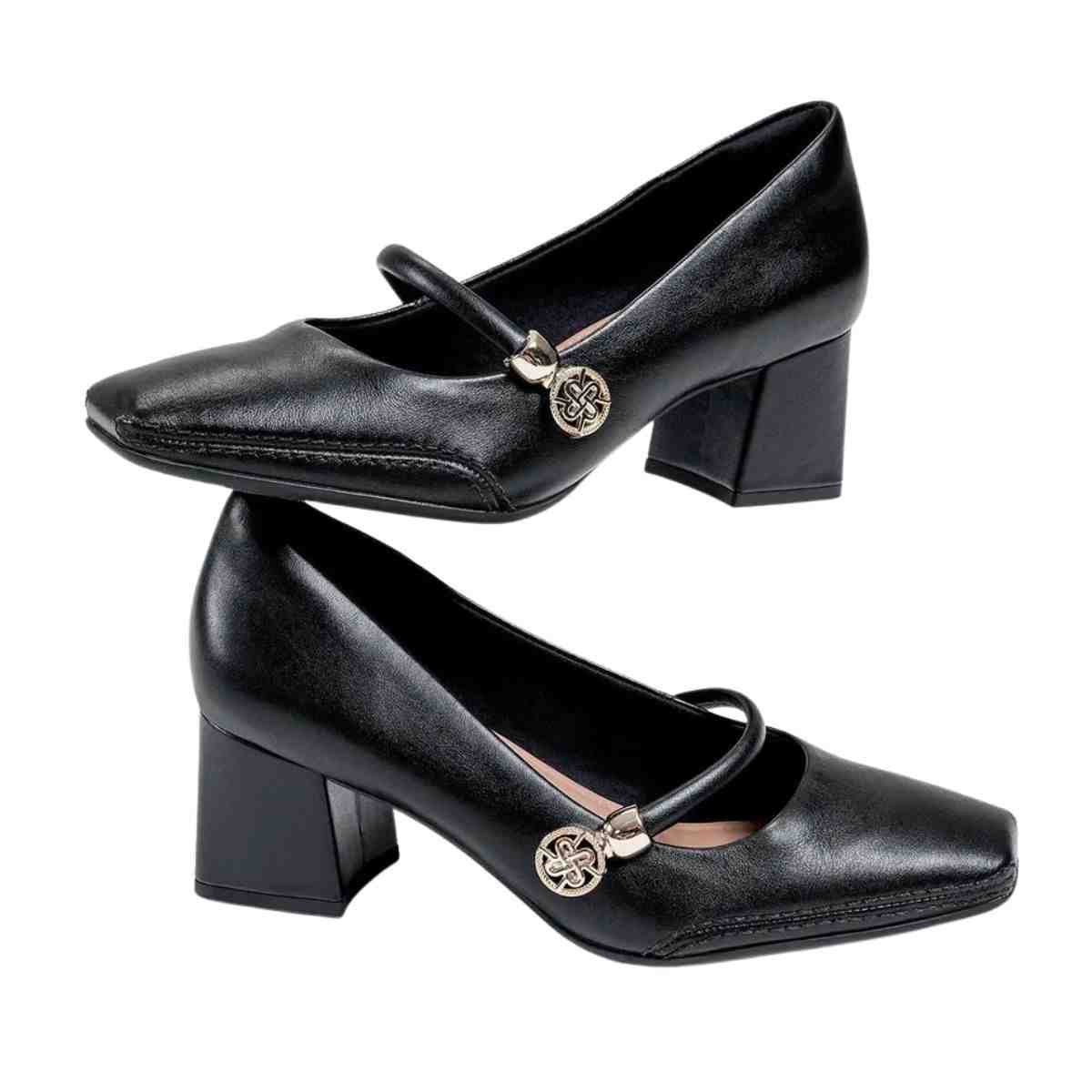 Sapato Feminino Salto Médio Grosso Ramarim Preto Preto 3