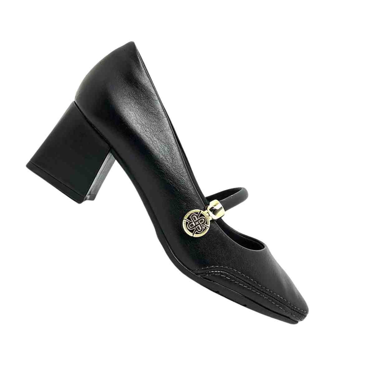 Sapato Feminino Salto Médio Grosso Ramarim Preto Preto 7