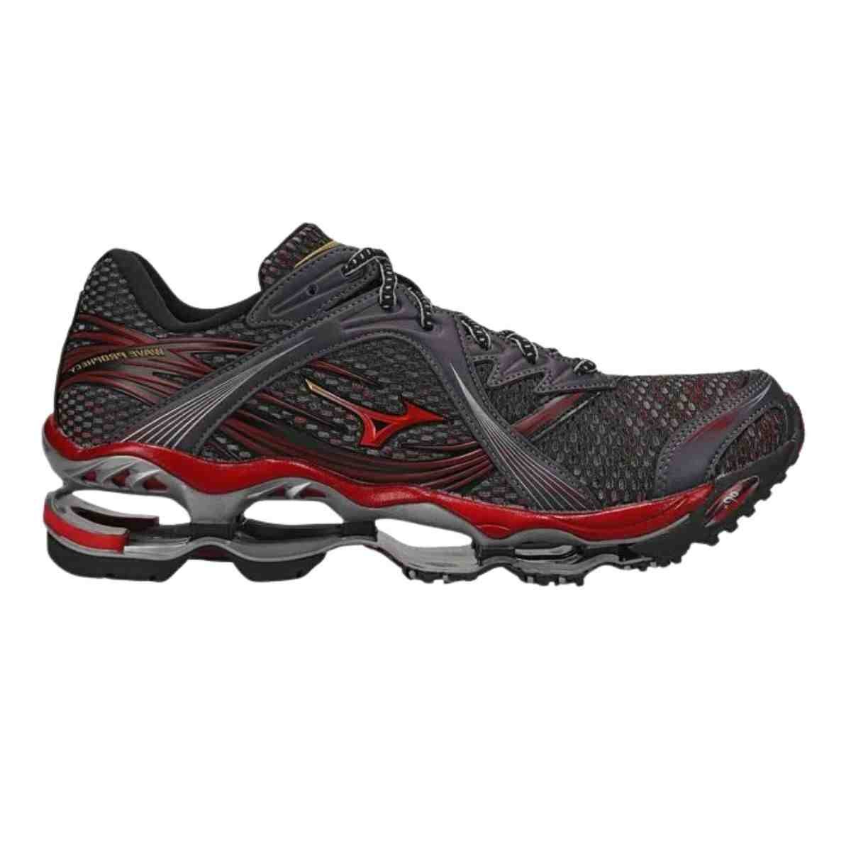Tênis Corrida Masculino Mizuno Wave Prophecy 1 Chumbo E Vermelho