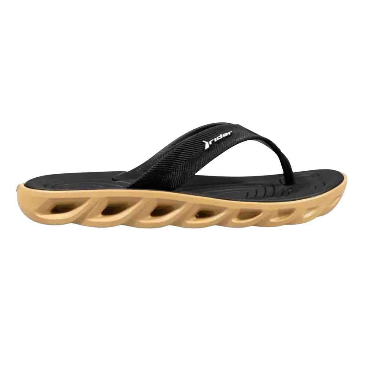 Chinelo Masculino Dedo Rider R Power Low Preto E Bege Bege/Preto 1