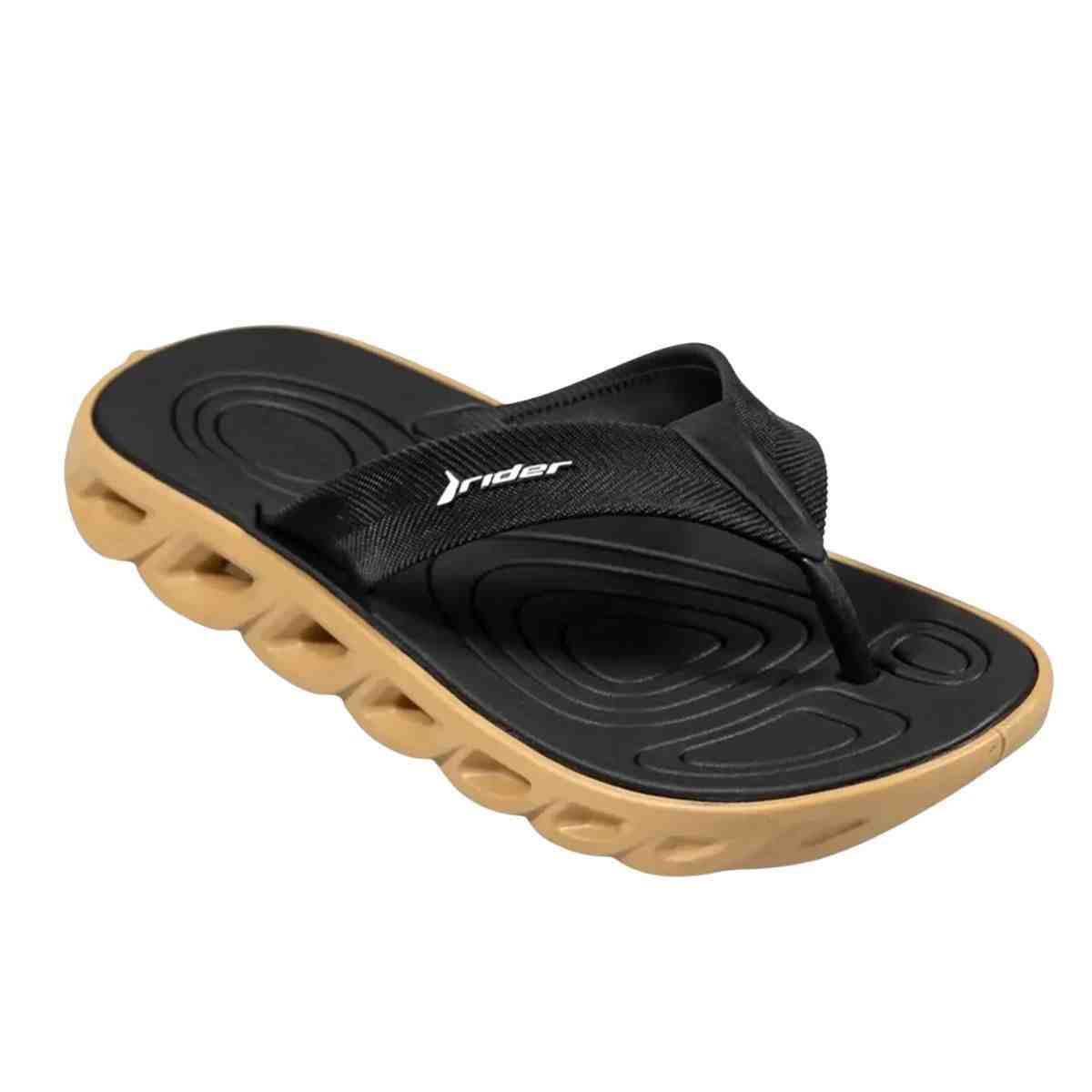 Chinelo Masculino Dedo Rider R Power Low Preto E Bege Bege/Preto 2