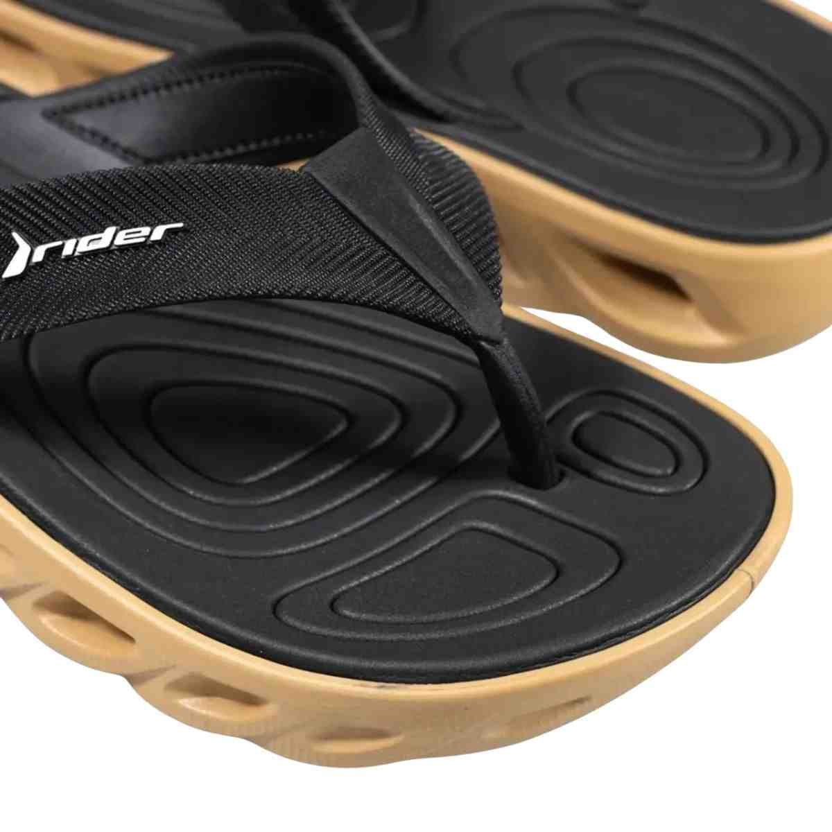 Chinelo Masculino Dedo Rider R Power Low Preto E Bege Bege/Preto 4
