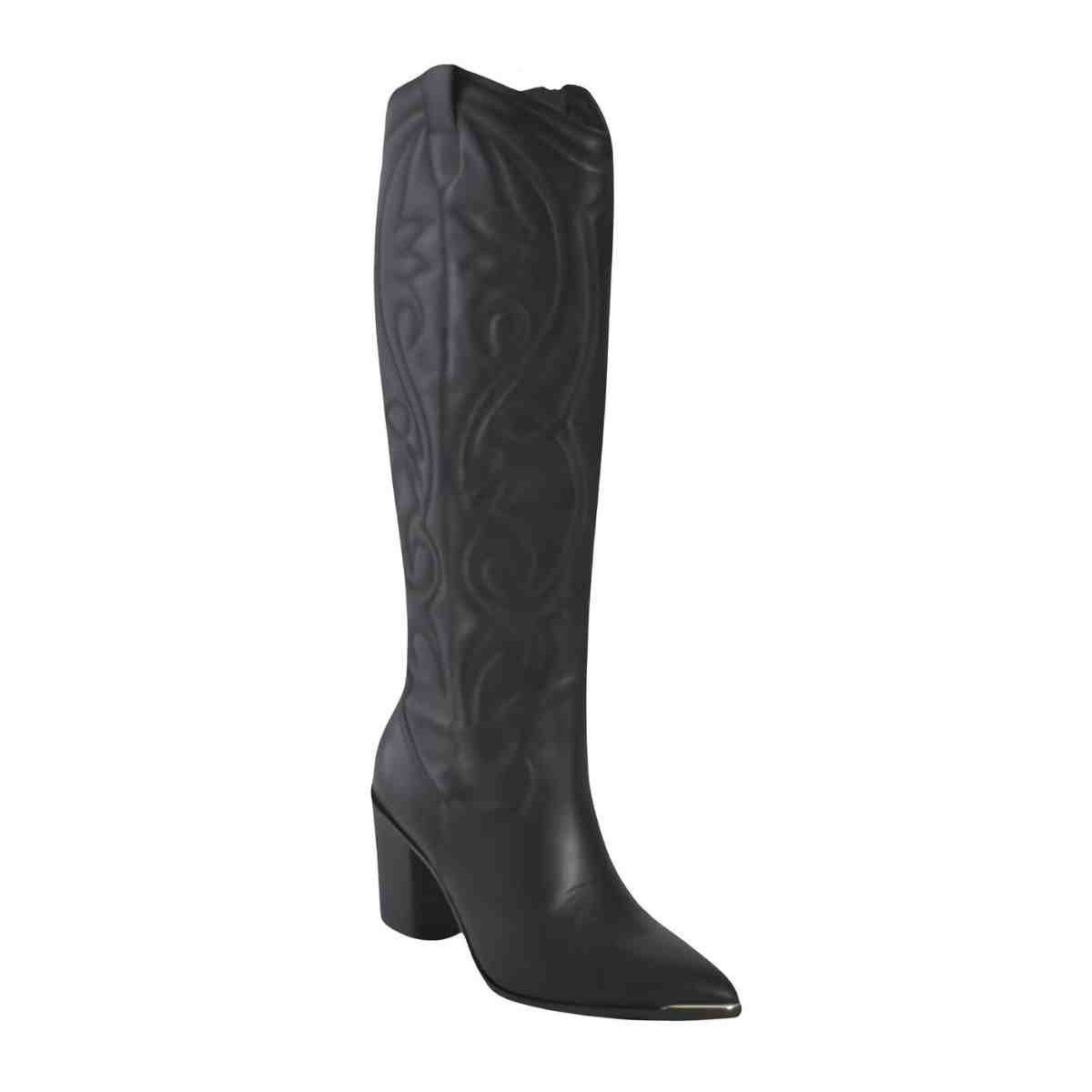 Bota Feminina Country Via Marte Western Preta Preto 2