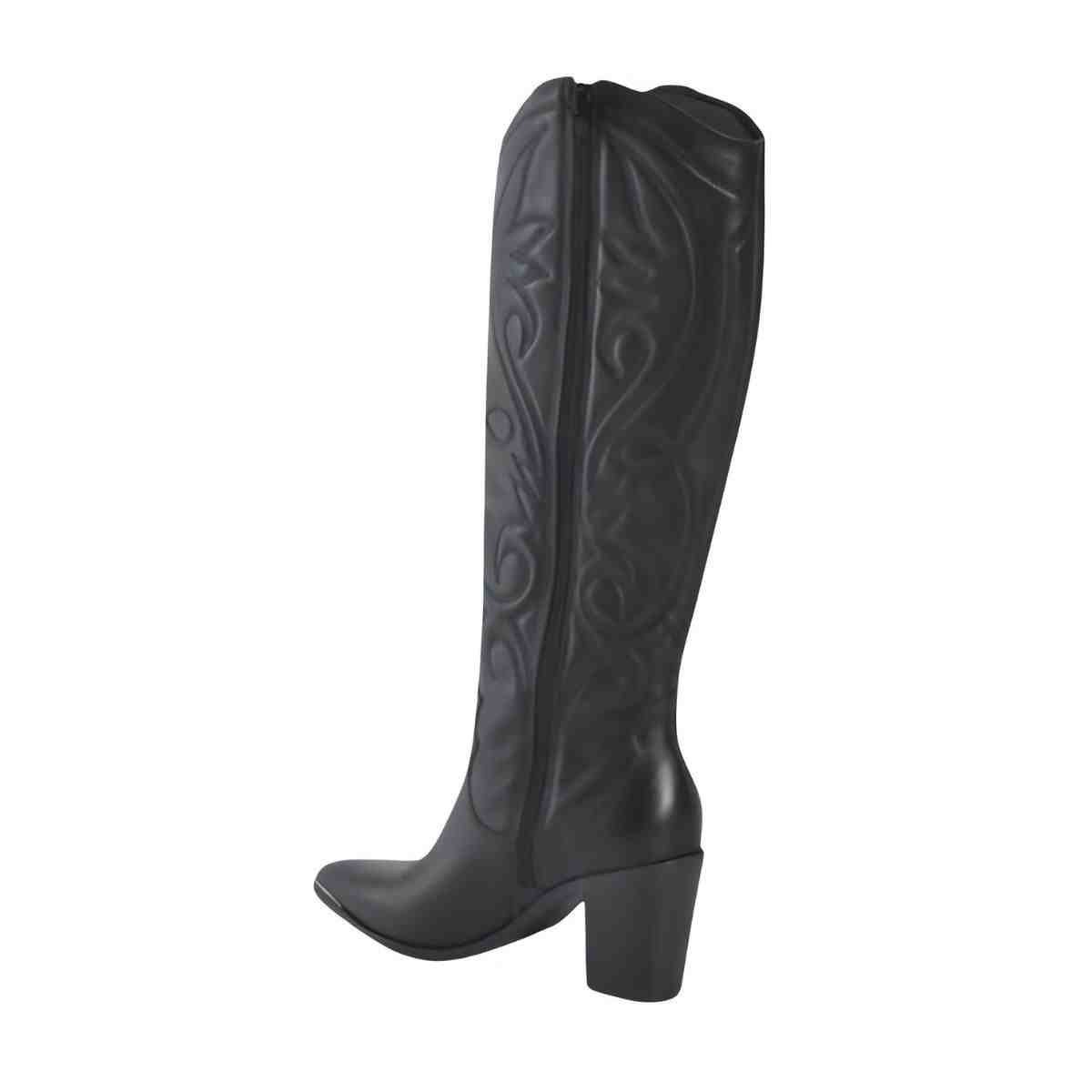 Bota Feminina Country Via Marte Western Preta Preto 4