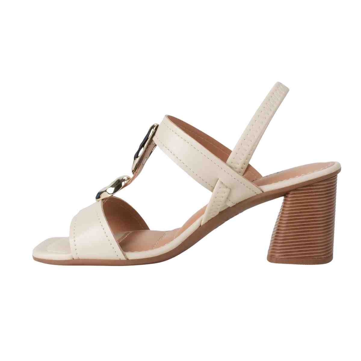 Sandália Feminina Salto Médio Grosso Dakota Off White Bege 4