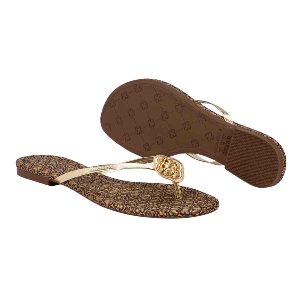 Tamanco Feminino Rasteiro Capodarte Marrom E Dourado Marrom/Dourado 3