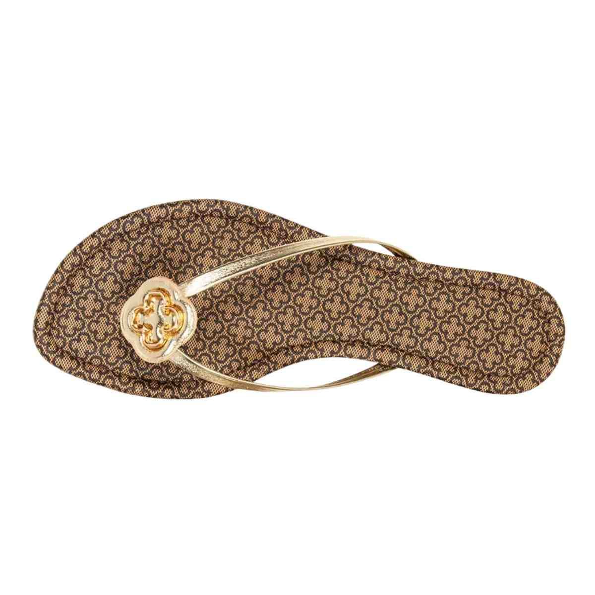 Tamanco Feminino Rasteiro Capodarte Marrom E Dourado Marrom/Dourado 6