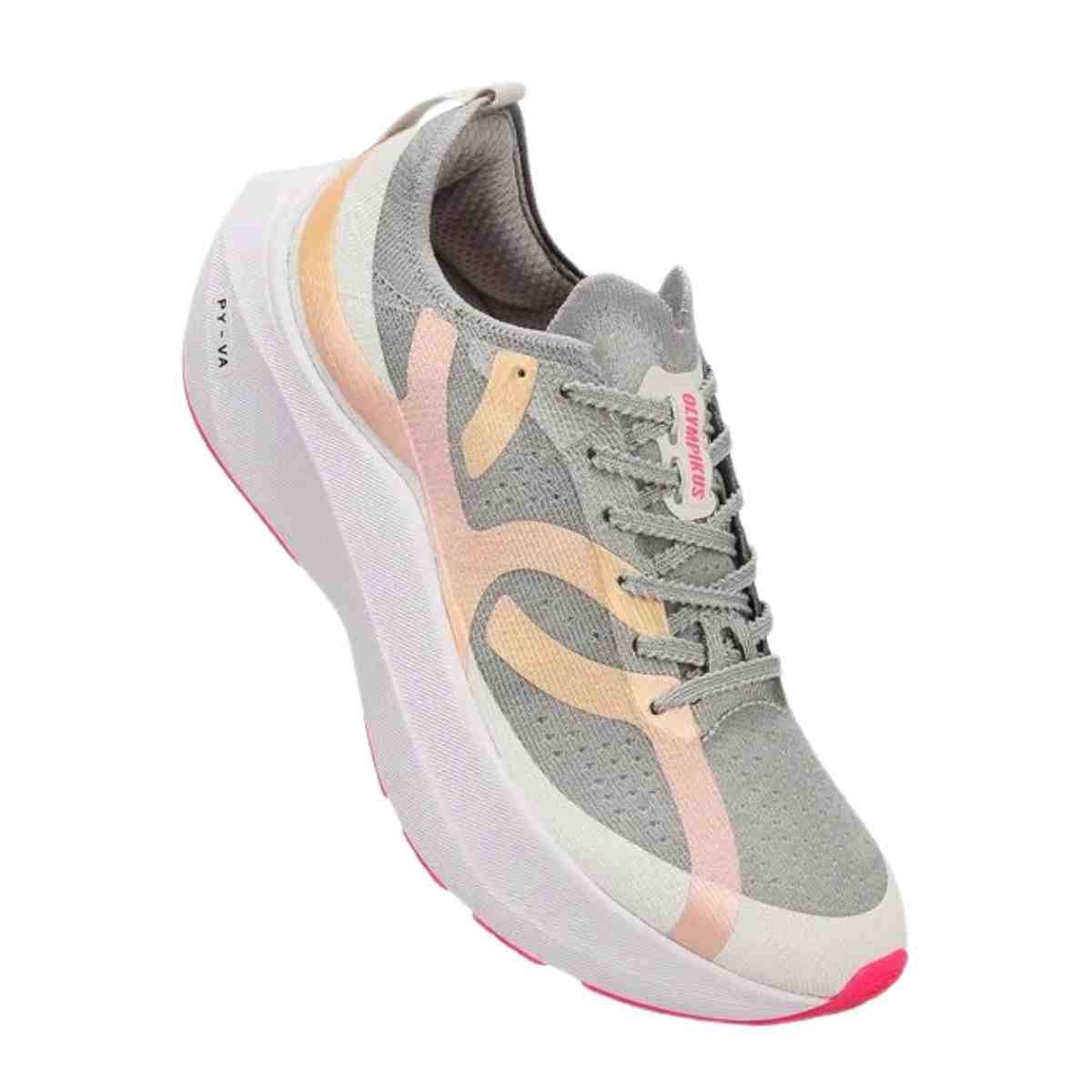 Tênis Corrida Feminino Olympikus Corre 5 Prata Cinza/Laranja 2