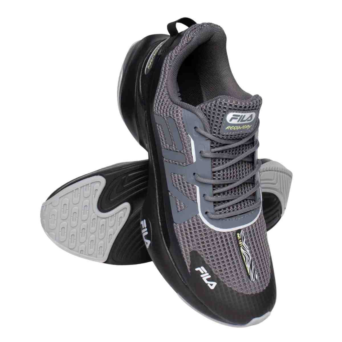 Tênis Corrida Masculino Fila Recovery Chumbo E Preto Cinza 6