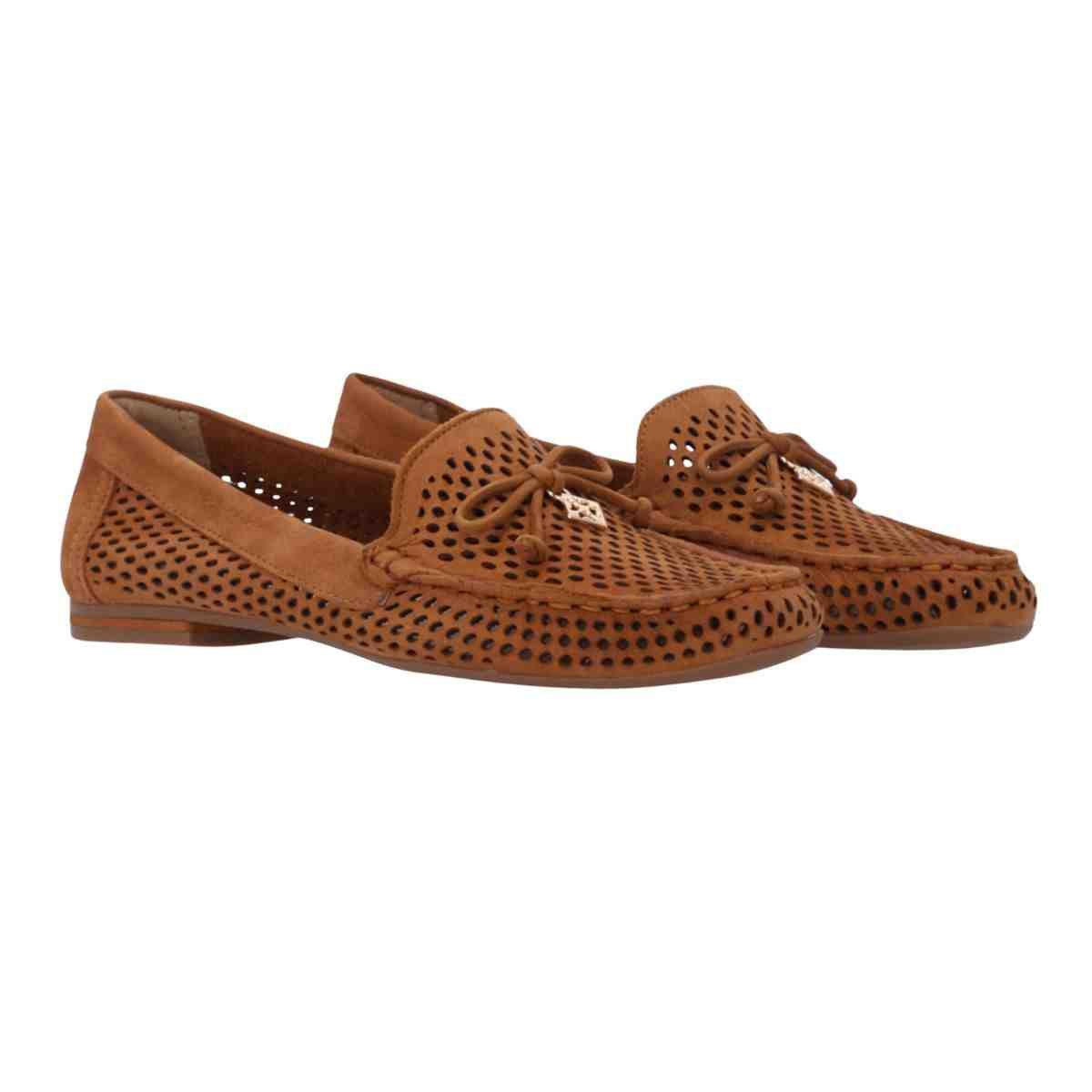 Sapato Feminino Mocassim Luz Da Lua Bison Caramelo Marrom 2