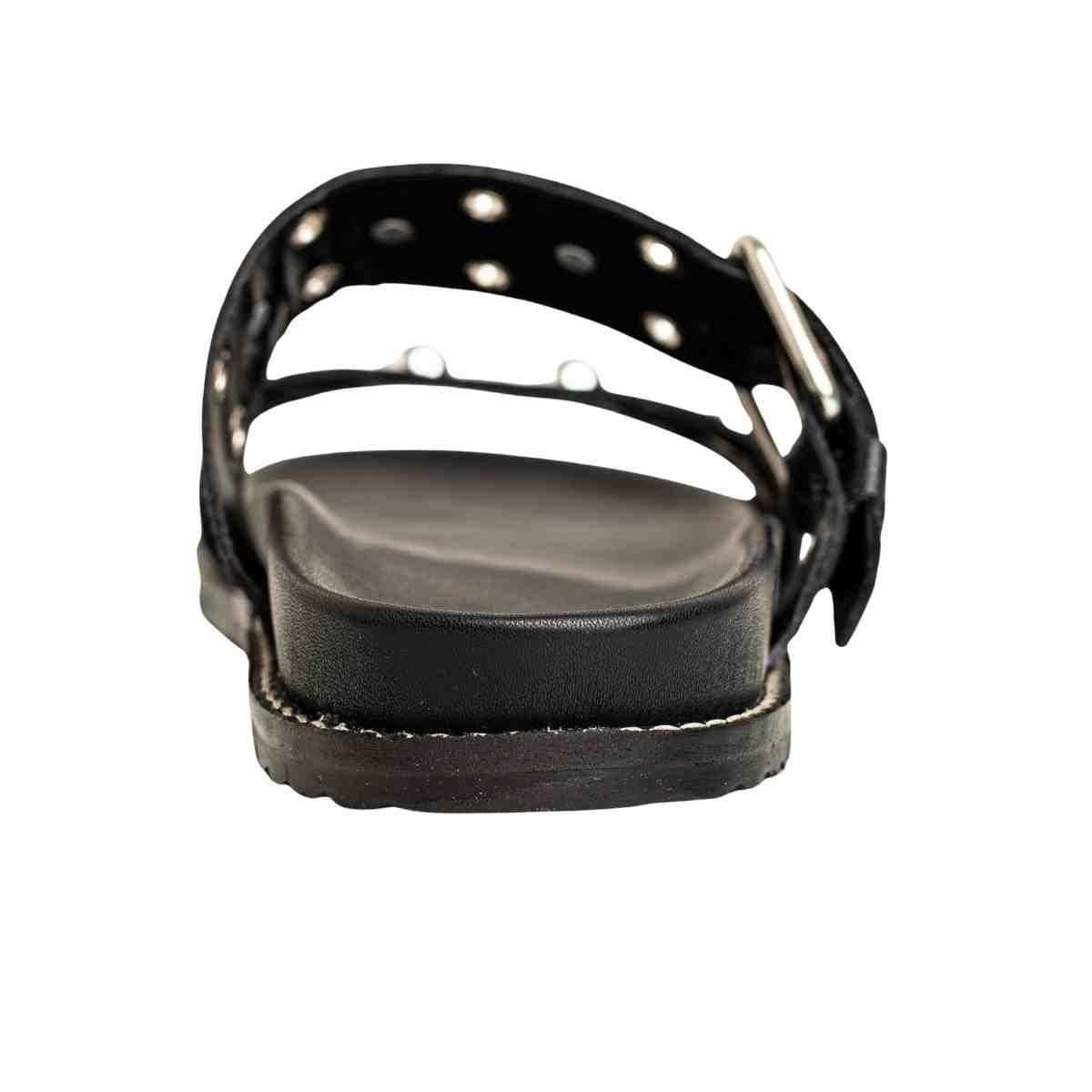 Papete Flat Feminina Mini Bolas Kami Dm Couro Preta Preto/Prata 3