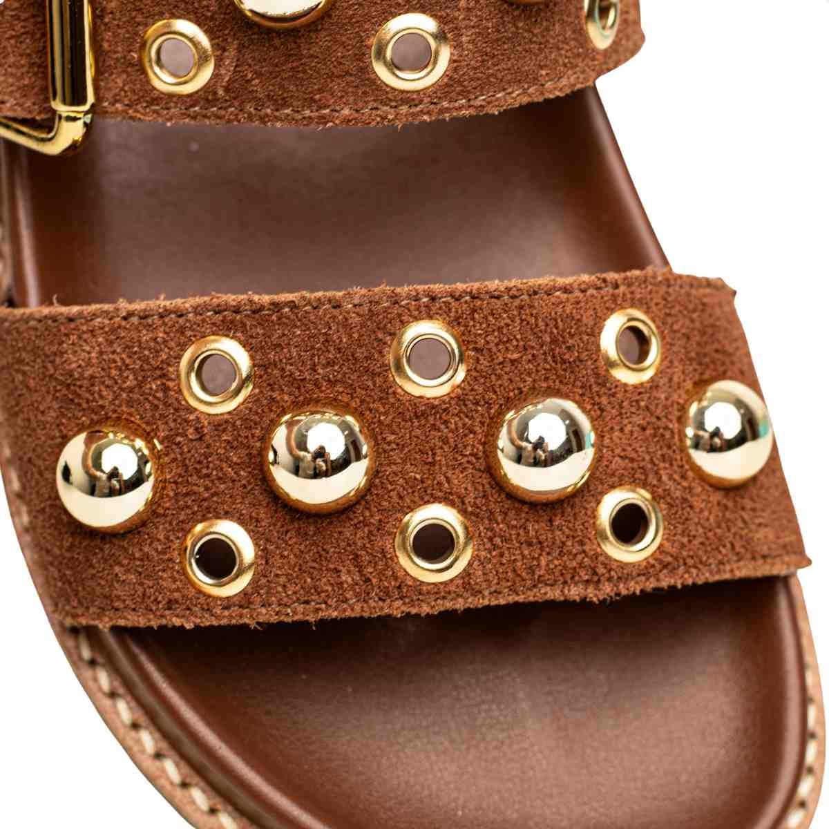 Papete Flat Feminina Mini Bolas Kami Dm Camurça Caramelo Marrom 7
