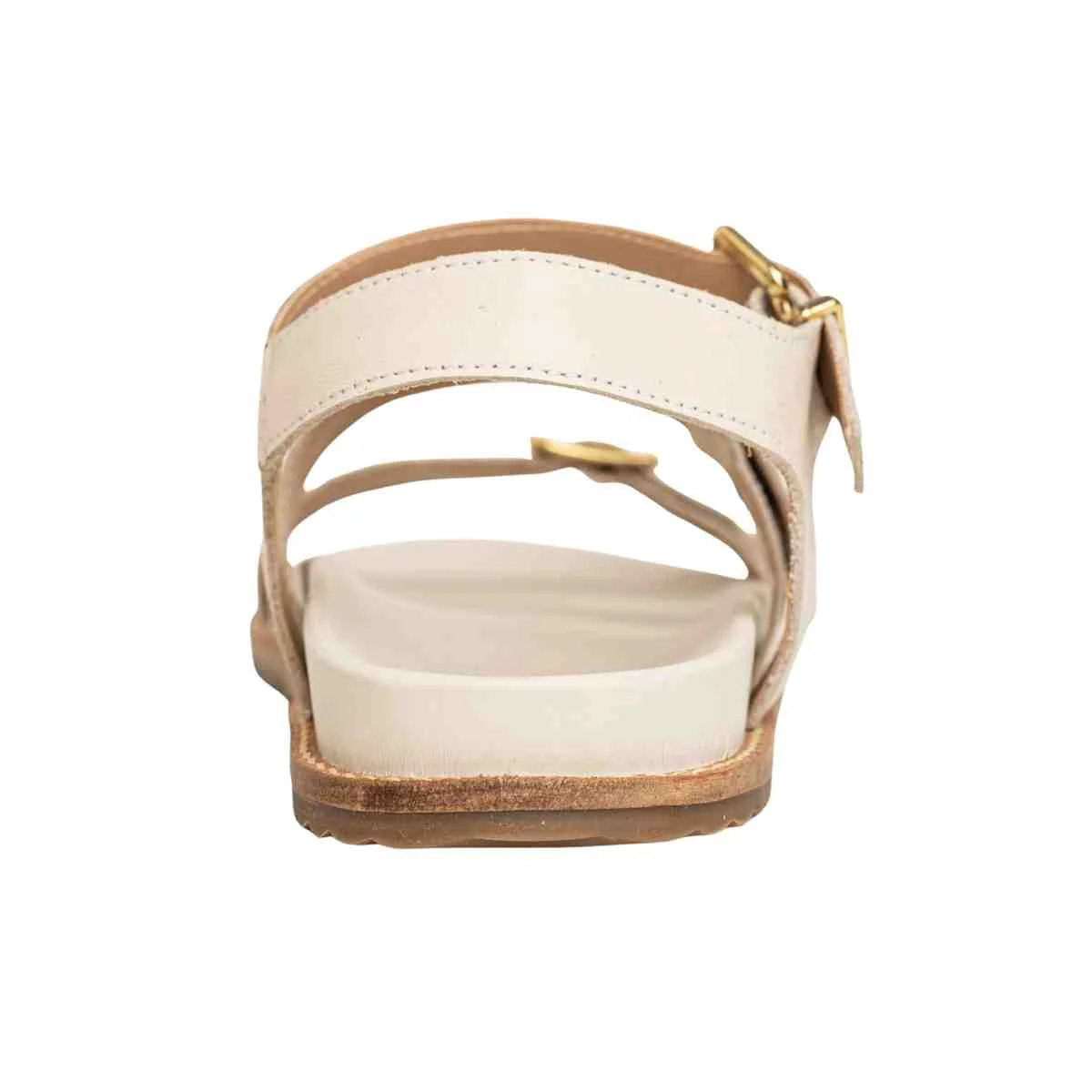 Sandália Feminina Papete Fivela Sara Dm Couro Off White Branco 4