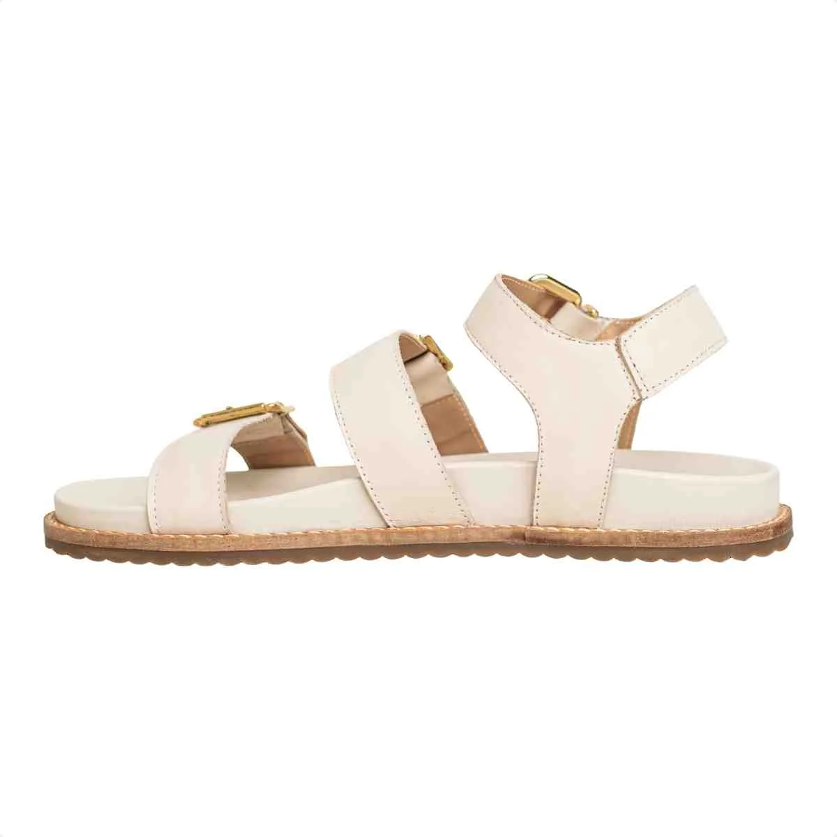 Sandália Feminina Papete Fivela Sara Dm Couro Off White Branco 5