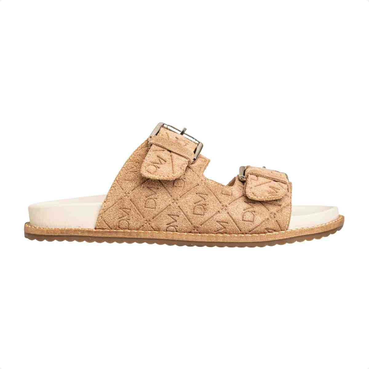 Papete Flat Feminina Monogramas Le Dm Camurça Bege