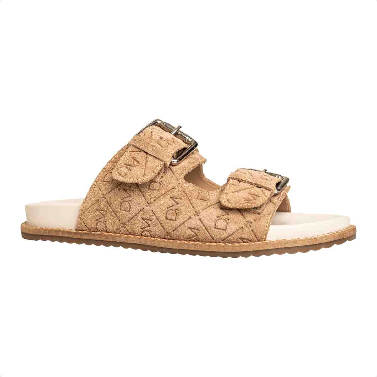 Papete Flat Feminina Monogramas Le Dm Camurça Bege Marrom 2