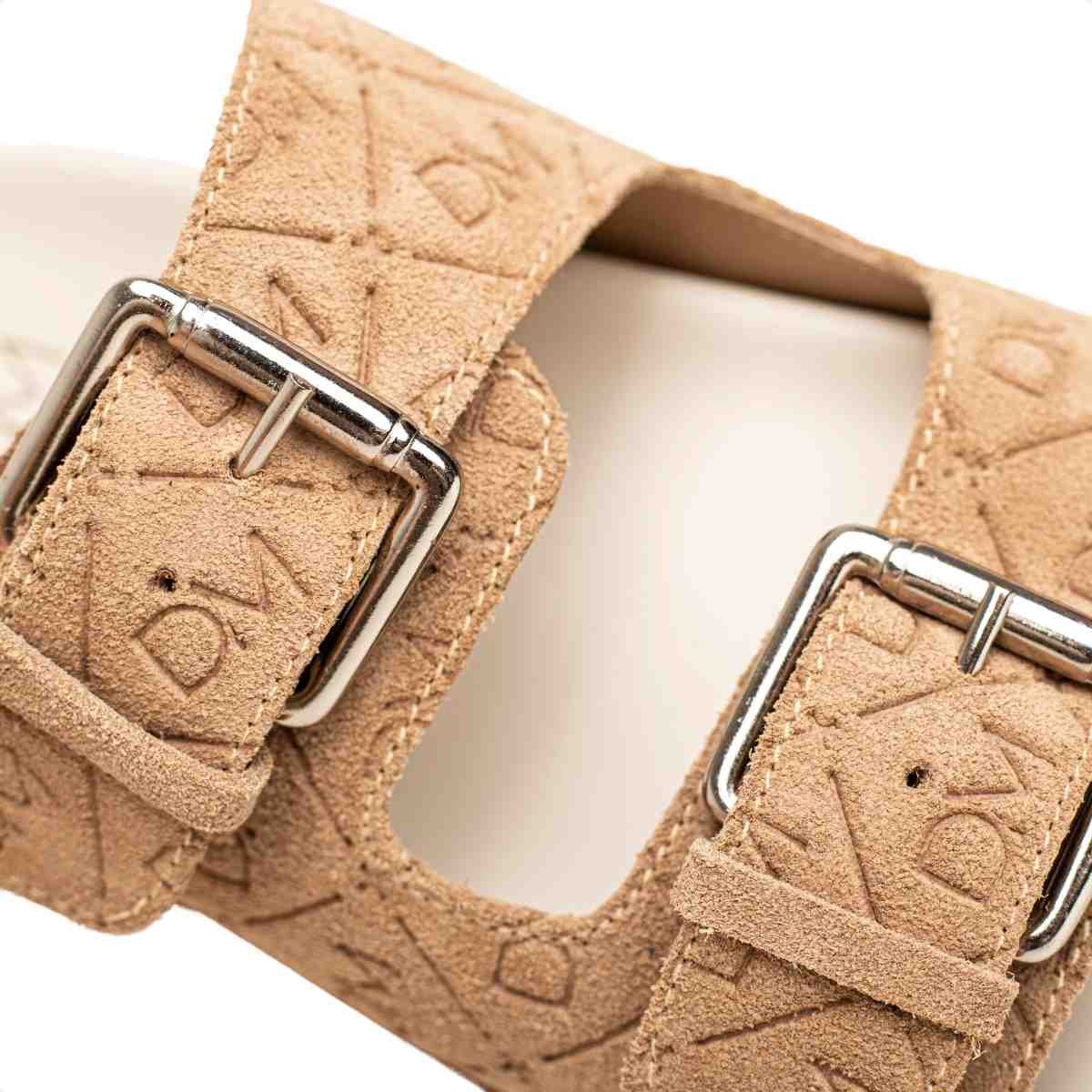 Papete Flat Feminina Monogramas Le Dm Camurça Bege Marrom 3