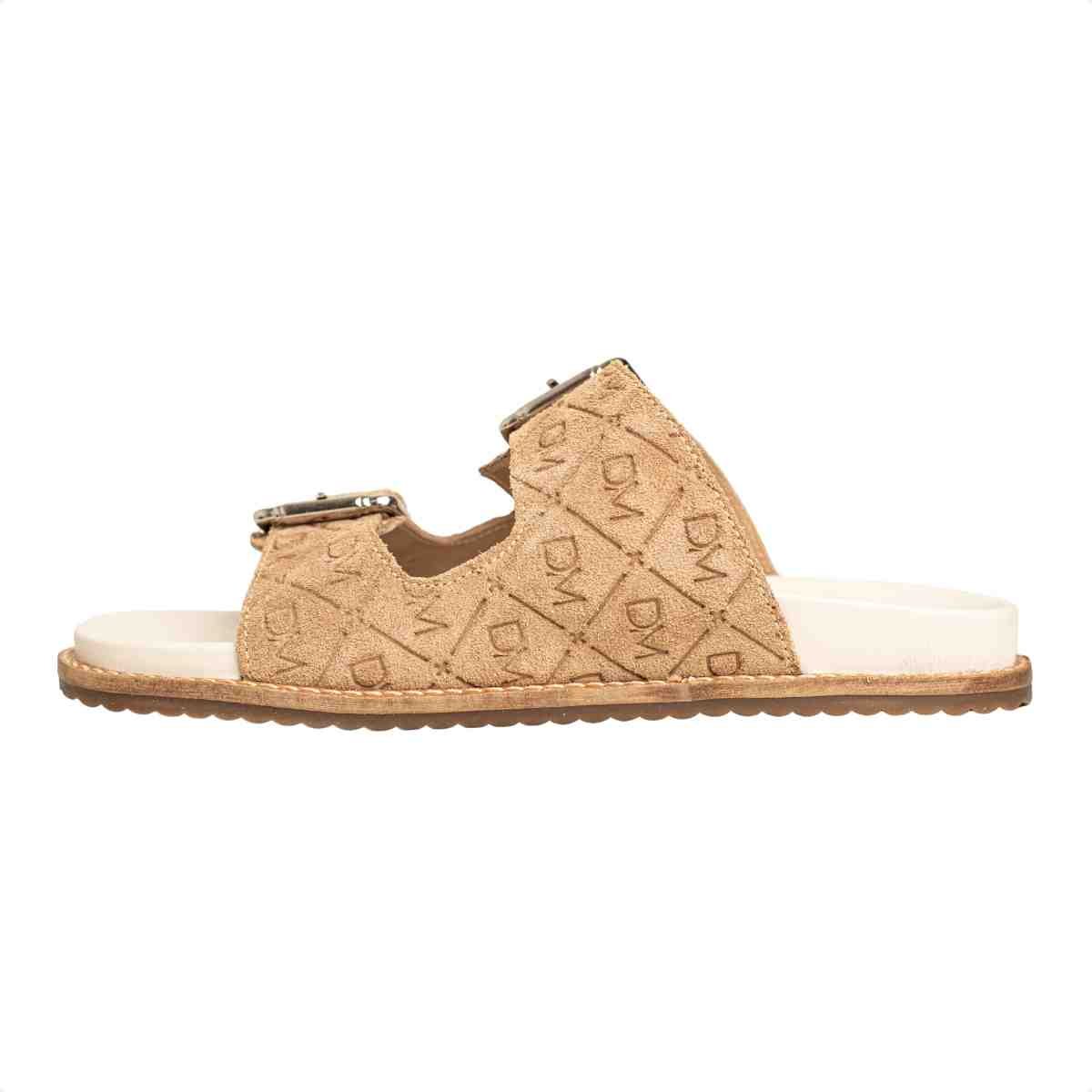 Papete Flat Feminina Monogramas Le Dm Camurça Bege Marrom 5
